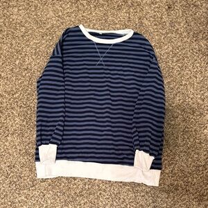 Navy and White Striped Women's Sweatshirt